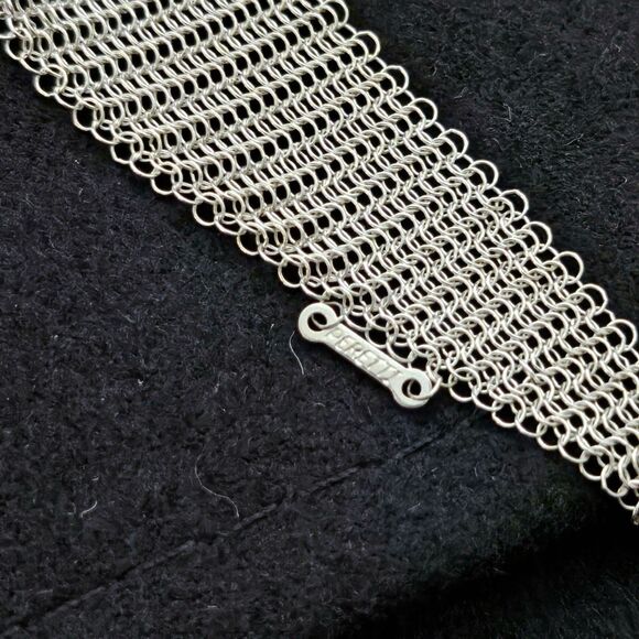 $6000++ Tiffany & Co. Elsa Peretti Mesh Scarf Sterling Silver Necklace 41 in. - Picture 6 of 9